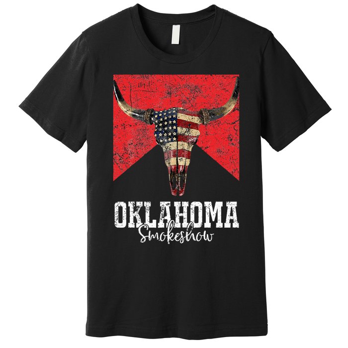 Boho Bull Skull Cow Oklahoma Smokeshow Western Country Premium T-Shirt