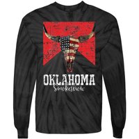 Boho Bull Skull Cow Oklahoma Smokeshow Western Country Tie-Dye Long Sleeve Shirt