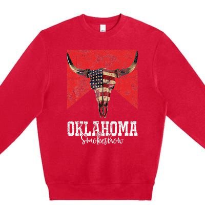 Boho Bull Skull Cow Oklahoma Smokeshow Western Country Premium Crewneck Sweatshirt