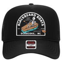 Blackbeard Boat Skeleton Coffin Pirates Ocracoke NC High Crown Mesh Back Trucker Hat