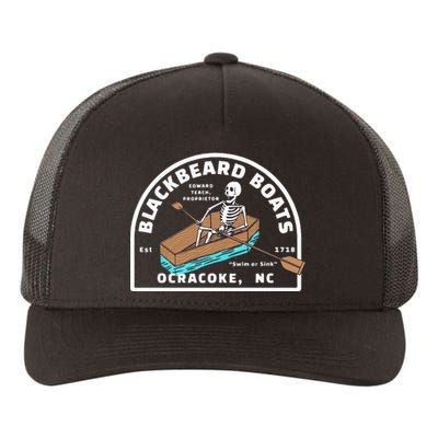 Blackbeard Boat Skeleton Coffin Pirates Ocracoke NC Yupoong Adult 5-Panel Trucker Hat