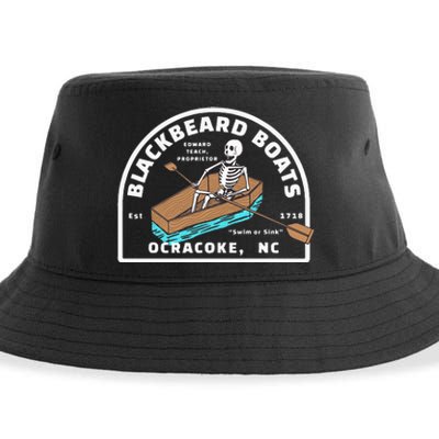 Blackbeard Boat Skeleton Coffin Pirates Ocracoke NC Sustainable Bucket Hat