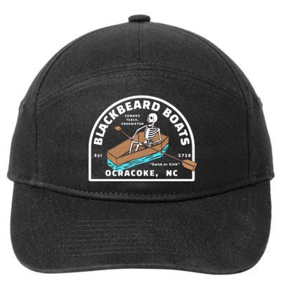 Blackbeard Boat Skeleton Coffin Pirates Ocracoke NC 7-Panel Snapback Hat