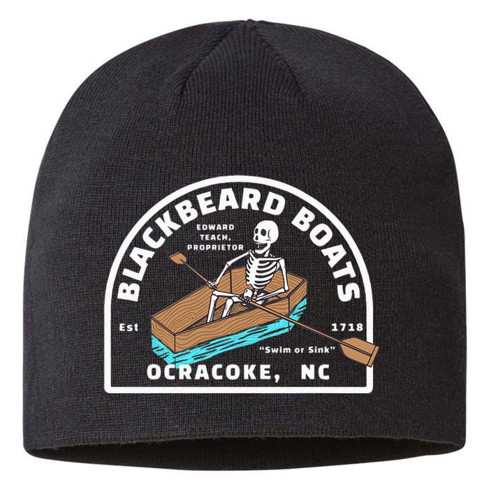 Blackbeard Boat Skeleton Coffin Pirates Ocracoke NC Sustainable Beanie