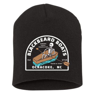 Blackbeard Boat Skeleton Coffin Pirates Ocracoke NC Short Acrylic Beanie