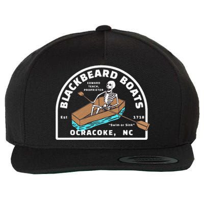 Blackbeard Boat Skeleton Coffin Pirates Ocracoke NC Wool Snapback Cap