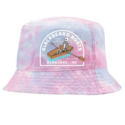 Blackbeard Boat Skeleton Coffin Pirates Ocracoke NC Tie-Dyed Bucket Hat