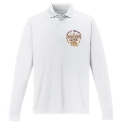 Bread Baker Support Your Local Sourdough Dealer Performance Long Sleeve Polo