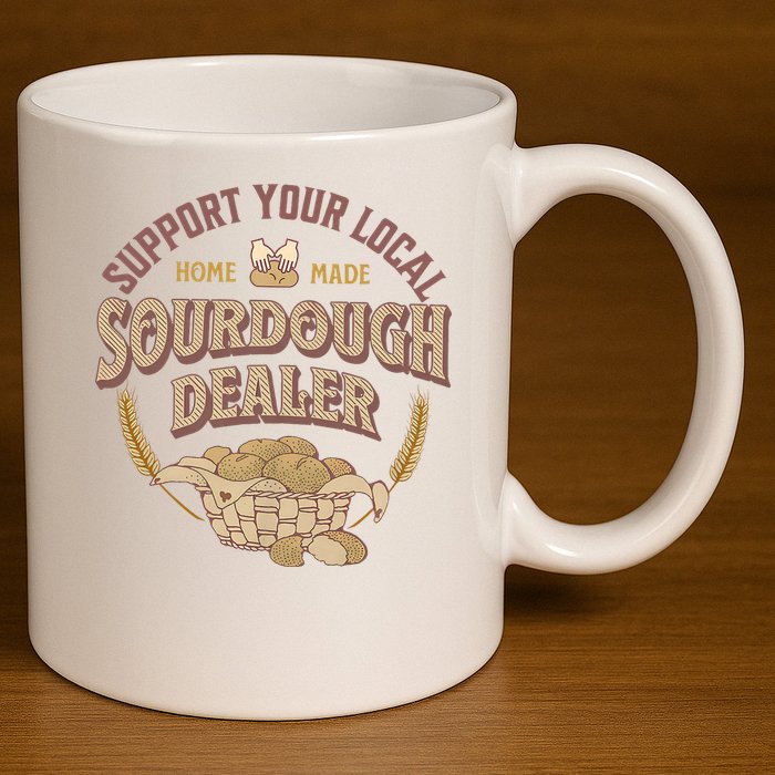 Bread Baker Support Your Local Sourdough Dealer 11oz C Handle Ceramic Mug