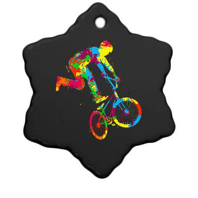 Bmx Bike Stunt Rider Boy Children Ceramic Star Ornament