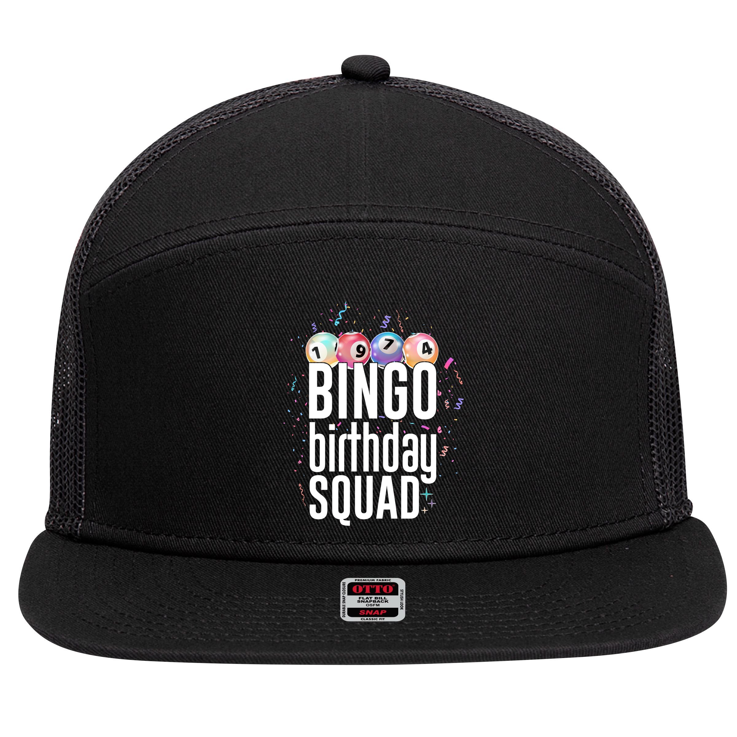 Bingo Birthday Squad 7 Panel Mesh Trucker Snapback Hat