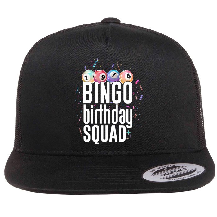 Bingo Birthday Squad Flat Bill Trucker Hat