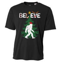 Believe Bigfoot Sasquatch Yeti Santa Hat Christmas Pajamas Cooling Performance Crew T-Shirt