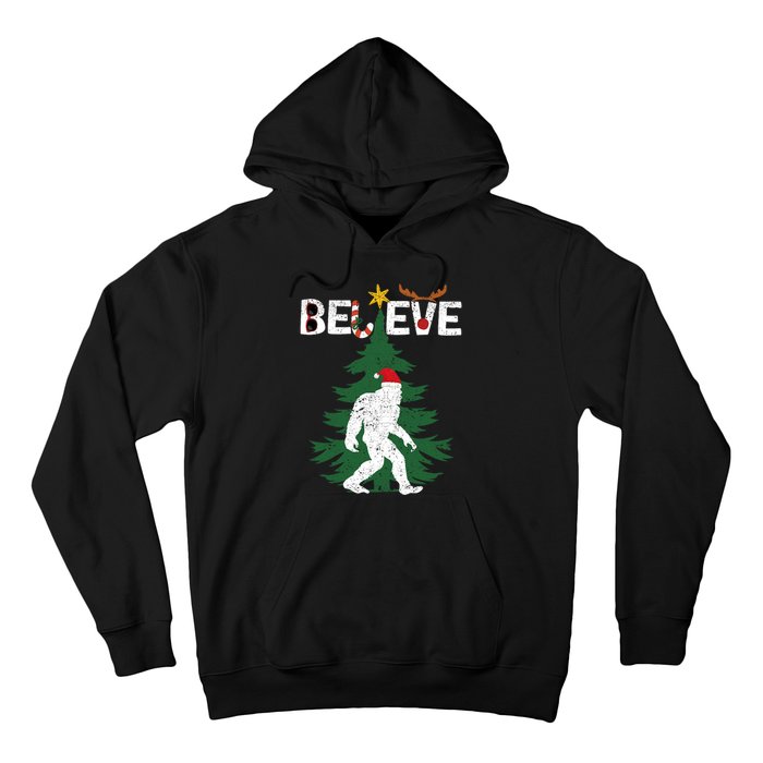 Believe Bigfoot Sasquatch Yeti Santa Hat Christmas Pajamas Hoodie