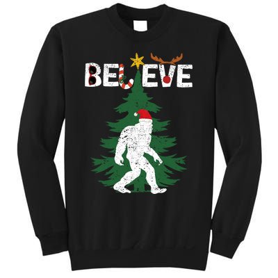 Believe Bigfoot Sasquatch Yeti Santa Hat Christmas Pajamas Sweatshirt