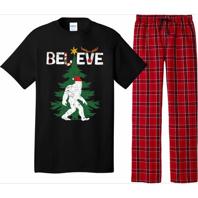 Believe Bigfoot Sasquatch Yeti Santa Hat Christmas Pajamas Pajama Set