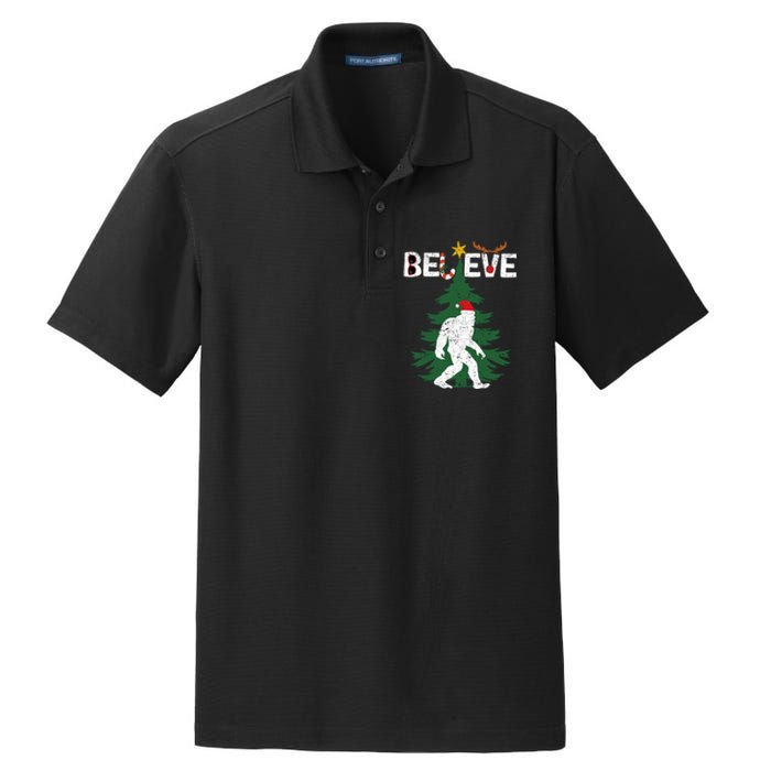 Believe Bigfoot Sasquatch Yeti Santa Hat Christmas Pajamas Dry Zone Grid Polo