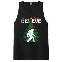 Believe Bigfoot Sasquatch Yeti Santa Hat Christmas Pajamas PosiCharge Competitor Tank