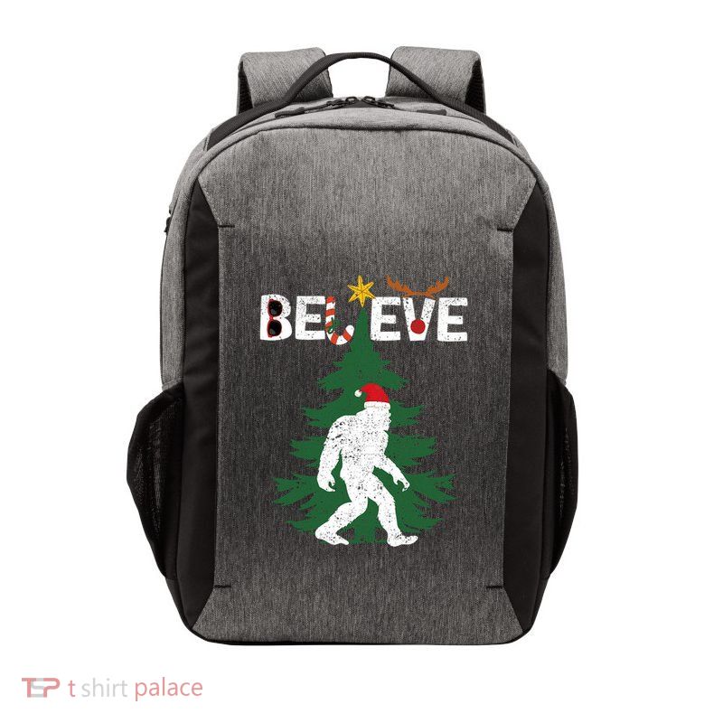 Believe Bigfoot Sasquatch Yeti Santa Hat Christmas Pajamas Vector Backpack