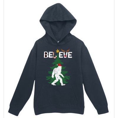 Believe Bigfoot Sasquatch Yeti Santa Hat Christmas Pajamas Urban Pullover Hoodie