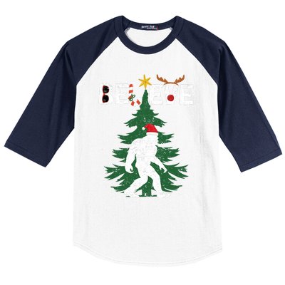 Believe Bigfoot Sasquatch Yeti Santa Hat Christmas Pajamas Baseball Sleeve Shirt