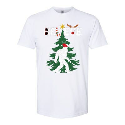 Believe Bigfoot Sasquatch Yeti Santa Hat Christmas Pajamas Softstyle CVC T-Shirt