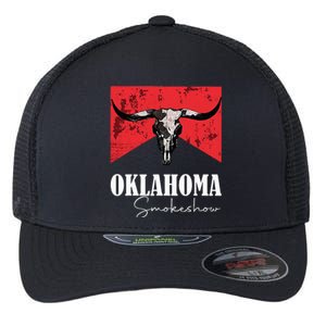 Boho Bull Skull Cow Oklahoma Smokeshow Western Country Flexfit Unipanel Trucker Cap