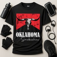 Boho Bull Skull Cow Oklahoma Smokeshow Western Country Cooling Performance Crew T-Shirt