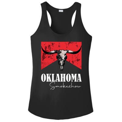 Boho Bull Skull Cow Oklahoma Smokeshow Western Country Ladies PosiCharge Competitor Racerback Tank