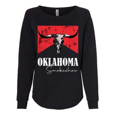 Boho Bull Skull Cow Oklahoma Smokeshow Western Country Womens California Wash Sweatshirt