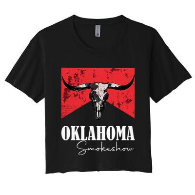 Boho Bull Skull Cow Oklahoma Smokeshow Western Country Crop Top