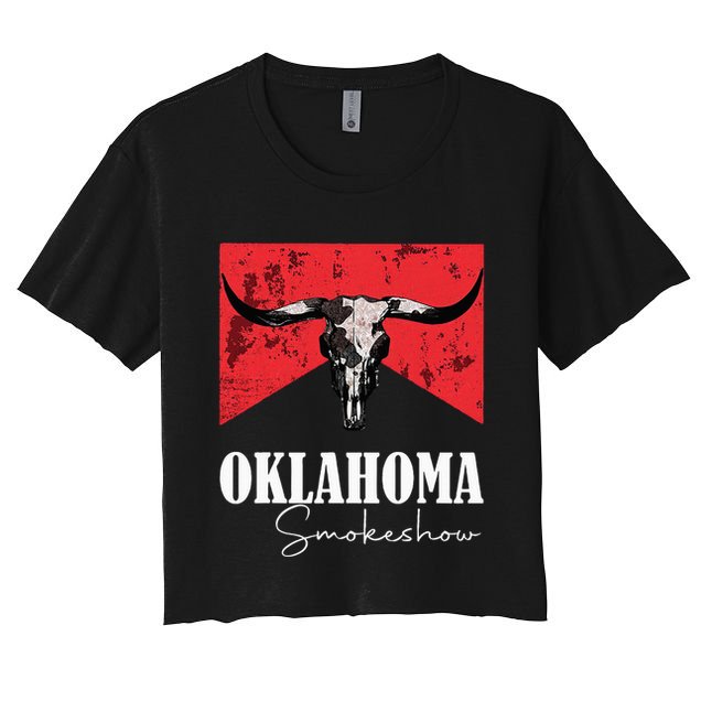 Boho Bull Skull Cow Oklahoma Smokeshow Western Country Crop Top