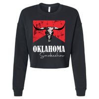 Boho Bull Skull Cow Oklahoma Smokeshow Western Country Cropped Pullover Crew