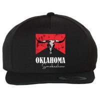 Boho Bull Skull Cow Oklahoma Smokeshow Western Country Wool Snapback Cap