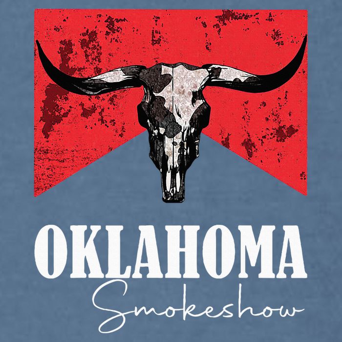 Boho Bull Skull Cow Oklahoma Smokeshow Western Country Garment-Dyed Sweatshirt