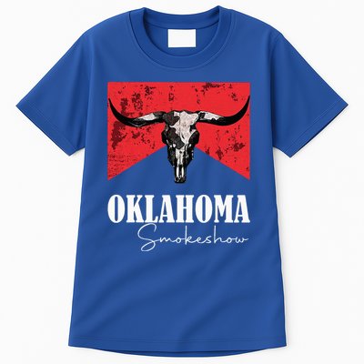 Boho Bull Skull Cow Oklahoma Smokeshow Western Country Tall T-Shirt