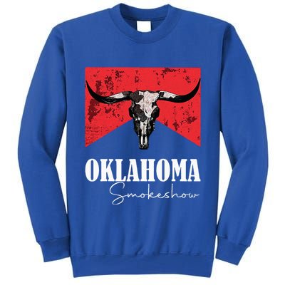 Boho Bull Skull Cow Oklahoma Smokeshow Western Country Tall Sweatshirt