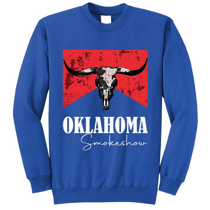 Boho Bull Skull Cow Oklahoma Smokeshow Western Country Tall Sweatshirt