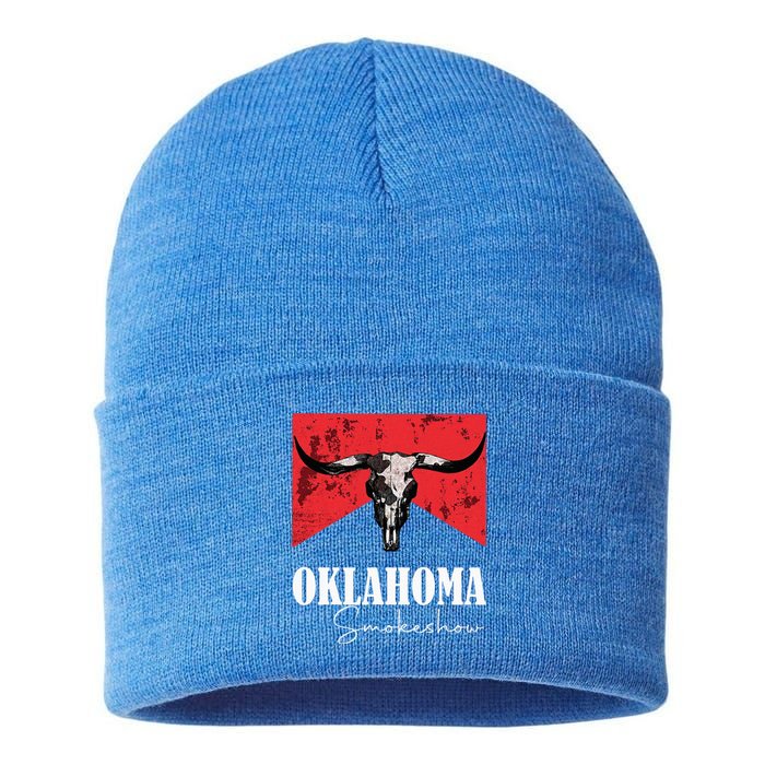 Boho Bull Skull Cow Oklahoma Smokeshow Western Country Sustainable Knit Beanie