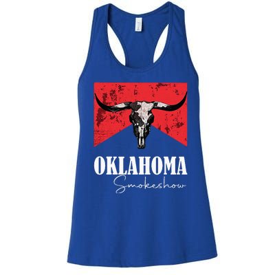 Boho Bull Skull Cow Oklahoma Smokeshow Western Country Women's Racerback Tank