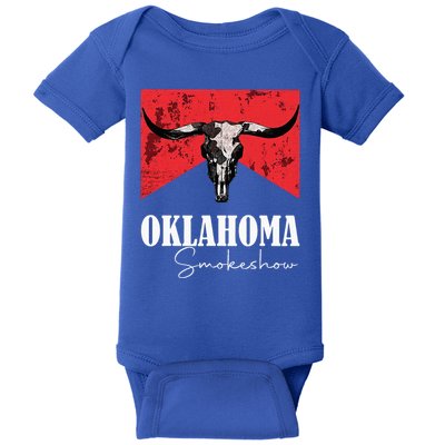 Boho Bull Skull Cow Oklahoma Smokeshow Western Country Baby Bodysuit