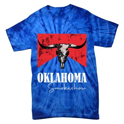 Boho Bull Skull Cow Oklahoma Smokeshow Western Country Tie-Dye T-Shirt