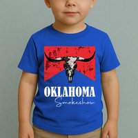 Boho Bull Skull Cow Oklahoma Smokeshow Western Country Toddler T-Shirt