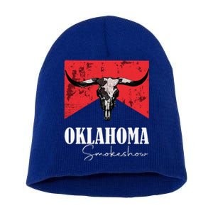 Boho Bull Skull Cow Oklahoma Smokeshow Western Country Short Acrylic Beanie