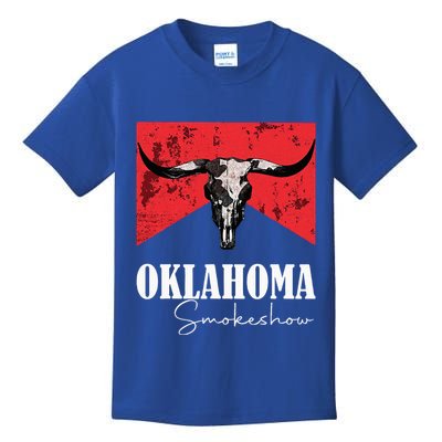 Boho Bull Skull Cow Oklahoma Smokeshow Western Country Kids T-Shirt