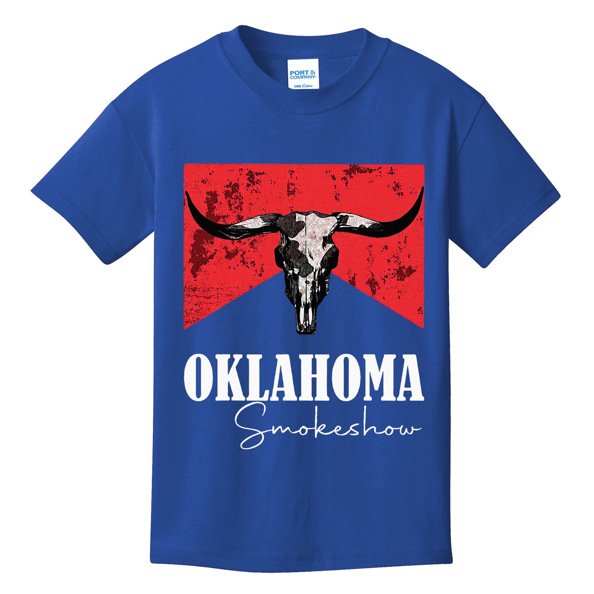 Boho Bull Skull Cow Oklahoma Smokeshow Western Country Kids T-Shirt