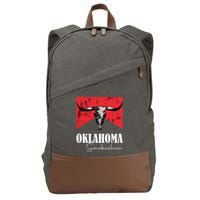 Boho Bull Skull Cow Oklahoma Smokeshow Western Country Cotton Canvas Backpack