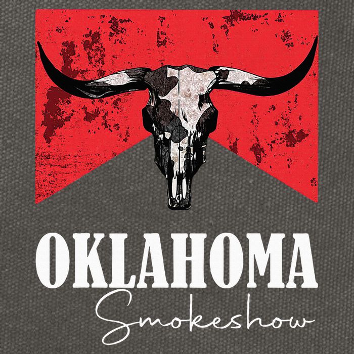 Boho Bull Skull Cow Oklahoma Smokeshow Western Country Cotton Canvas Backpack