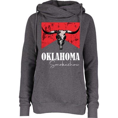 Boho Bull Skull Cow Oklahoma Smokeshow Western Country Womens Funnel Neck Pullover Hood