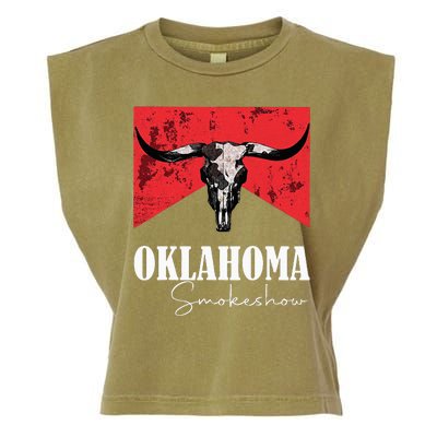 Boho Bull Skull Cow Oklahoma Smokeshow Western Country Garment-Dyed Women's Muscle Tee